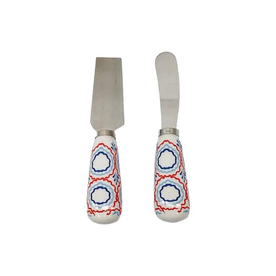 Red, White & Blue Ceramic Cheese Knife Set by Celebrate It™